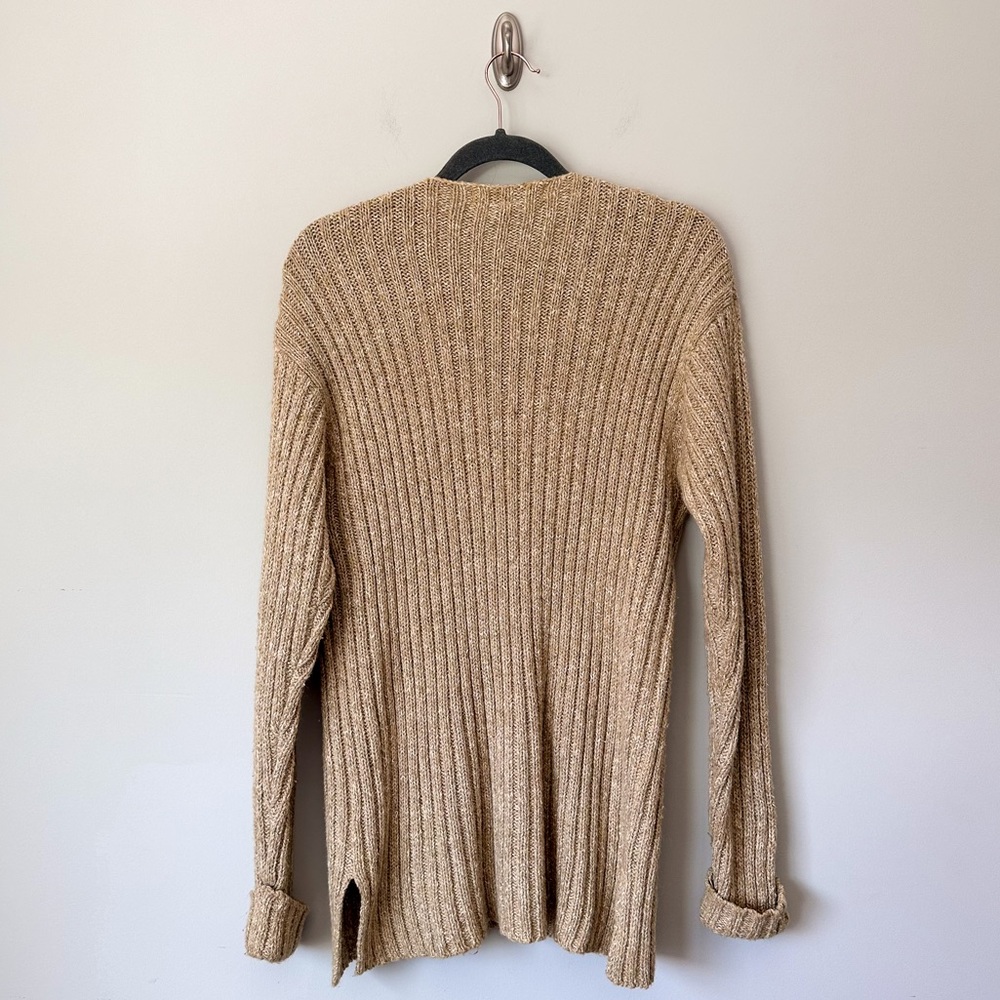 The Limited Tan V-Neck Cable Knit Wool Blend Sweater - Picture 4 of 4